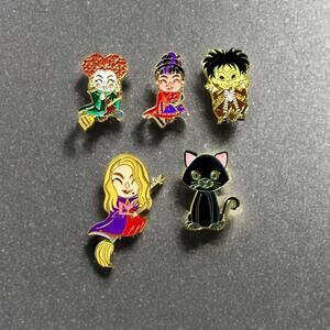 Pin Set - 5pc Hocus Pocus Cute Pins, Spooky Kawaii Witch, Black Cat Halloween